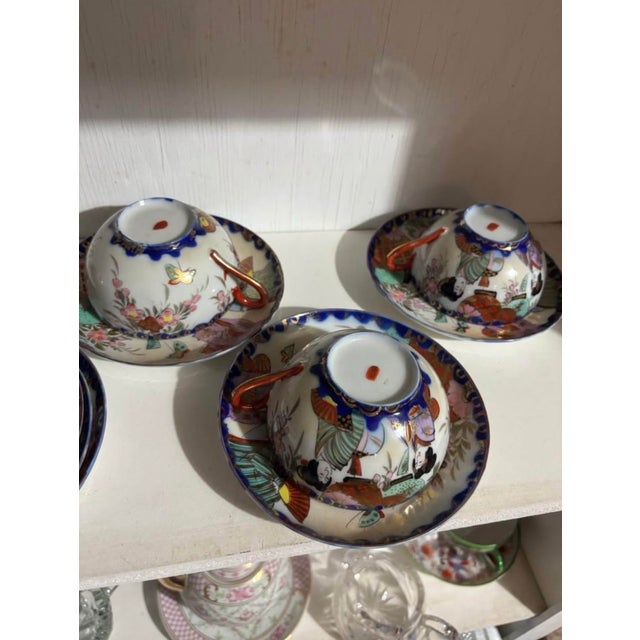 Antique Kutani Geisha Girl Tea Set, Rare, Thick Paint, 22kt Gold Trim, Marked For Sale In New York - Image 6 of 6