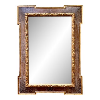 Harrison & Gil Incised Bleached Wood Gilt Wall Mirror For Sale