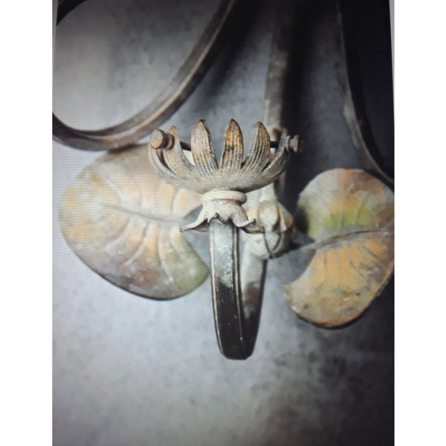C1890 French Art Nouveau Polychromed Bronze Lily Pad Fleur Wall Sconce For Sale In Miami - Image 6 of 12