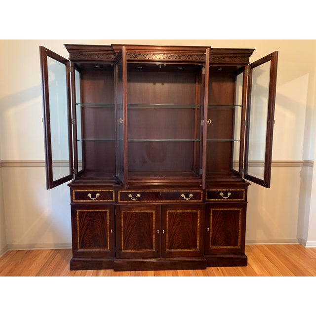 Rare Stickley Classic Mahogany Buffet With Beveled Glass Display