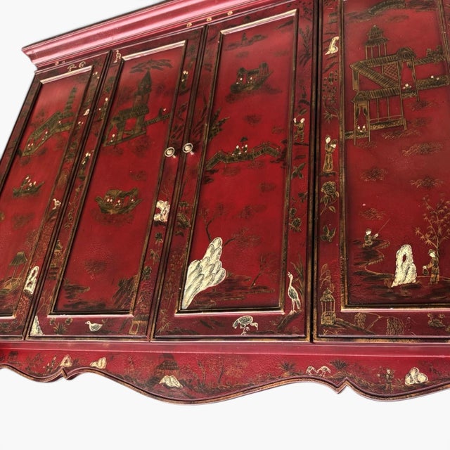 Maitland - Smith Vintage Maitland Smith Gilt Chinoiserie Flatscreen Television Wall Cabinet For Sale - Image 4 of 13