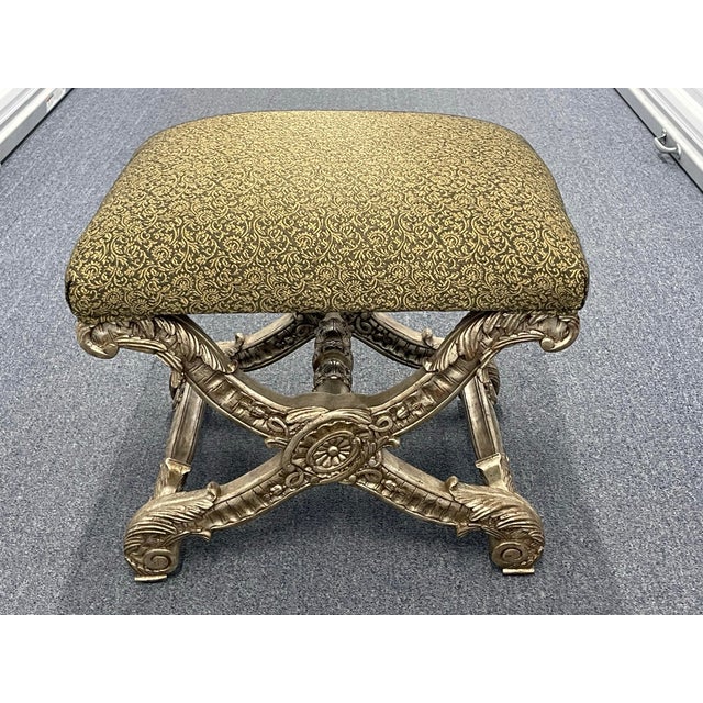 French Empire Style Carved X-Form Footstool For Sale In Naples, FL - Image 6 of 12