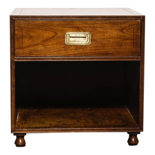 Mid Century Campaign Nightstand by Baker For Sale