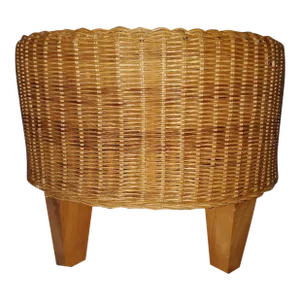 Round Rattan Ottoman, Vintage