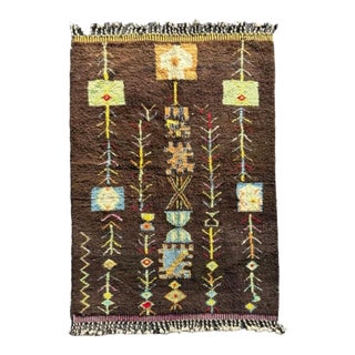 Modern Traditional Moroccan Berber Brown Rug For Sale