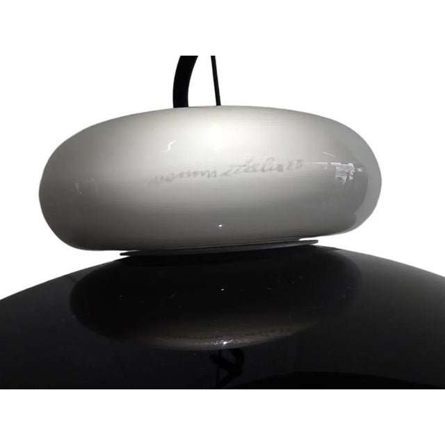 Ceiling lamp n. Italy 85. Excellent condition! In black opal glass and top murano glass ring with incision. I tested the...