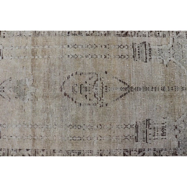 Tan Skinny Long Turkish Runner With Floral Design in Taupe, Gray, and Brown For Sale - Image 8 of 13