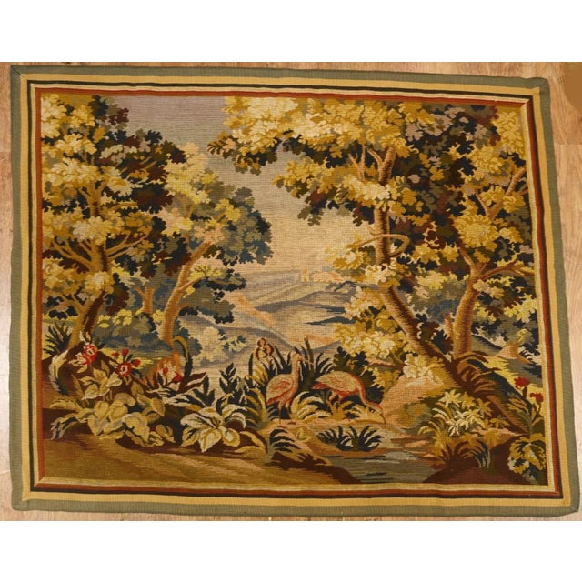 Verdure Needlepoint Tapestry in the style of Aubusson, Belgium For Sale - Image 12 of 12