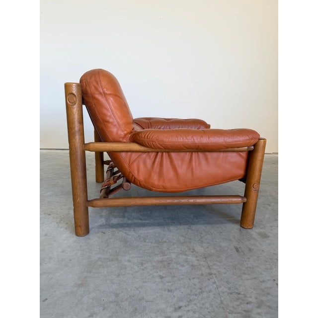 Mid Century Brazilian Sergio Rodriguez Style Cognac Leather Lounge Chair For Sale - Image 9 of 12