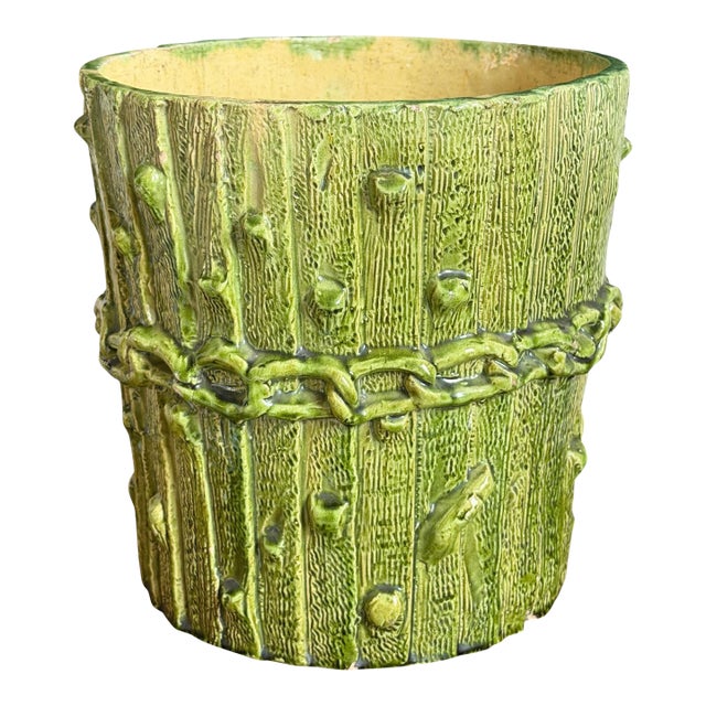 19th Century English Glazed Faux Bois Planter For Sale