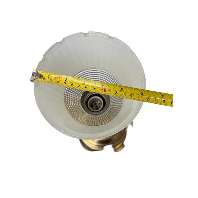 Art Deco Pair of Vintage Brass Rembrandt Lamp Co Design Original Lamp Glass Shade Patina For Sale - Image 3 of 12