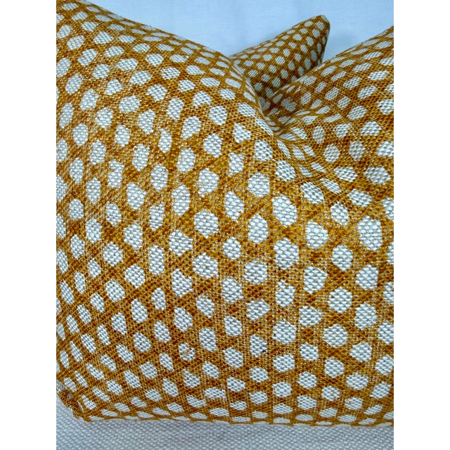 Custom pair of 16"x20" pillows covered in Fermoie "Wicker" in color 92. These pillows are knife edged, have serged seams,...