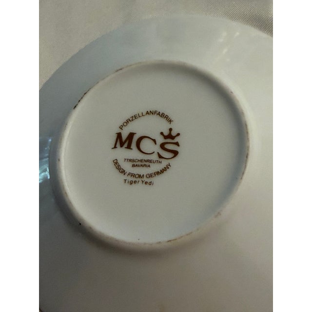 Late 20th Century MCS Bavaria “Tiger Yedi” Porcelain Demitasse Espresso Cup & Saucer Set of 6 – Gold, Black & White For Sale In Los Angeles - Image 6 of 6