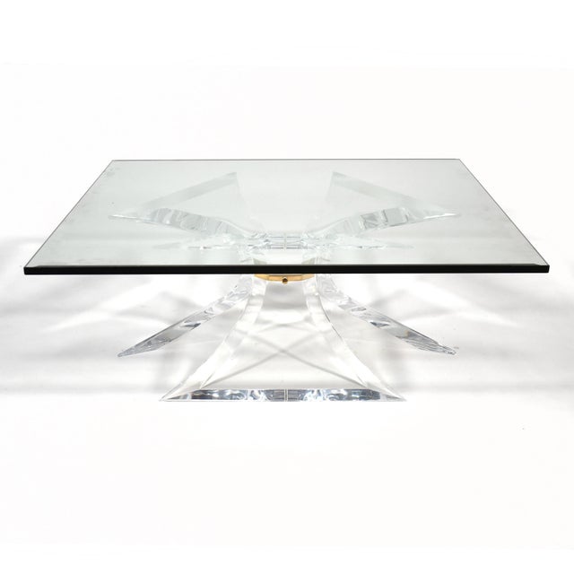 Hollywood Regency Lion in Frost Lucite "Tri-Odyessy" Coffee Table For Sale - Image 3 of 9