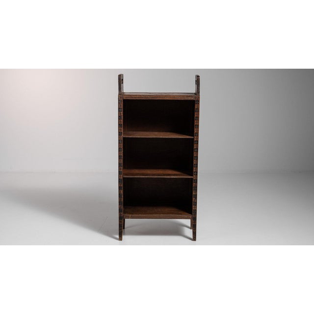 Wood 1910-1919 France Weathered Dark Oak Open Oak Bookshelf For Sale - Image 7 of 10