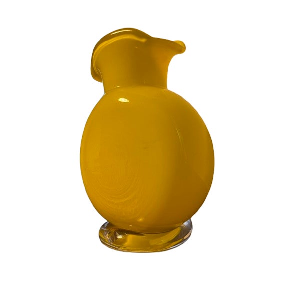 Yoav Greenberg Studios Hand-Blown Yellow Art Glass Vase – 11" – Asheville, Nc For Sale - Image 4 of 4