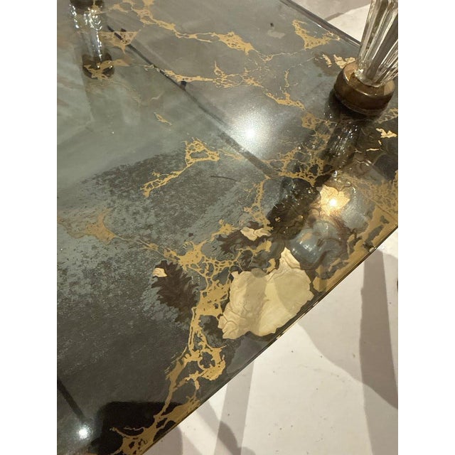 Mid-Century Two-Tier Glass & Crystal Column Side Table For Sale In Chicago - Image 6 of 9