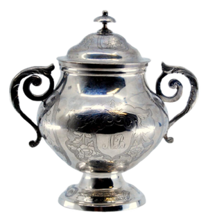 Sugar Bowl in Silver Engraved with Floral Motifs