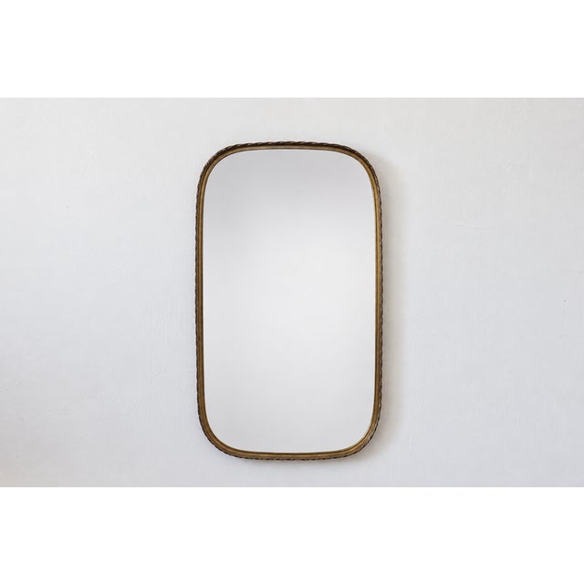 Metal Vintage Brass Wall Mirror, 1950s For Sale - Image 7 of 7