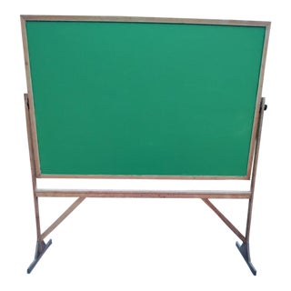 1960s Solid Oak Rotating Double Sided Chalkboard For Sale
