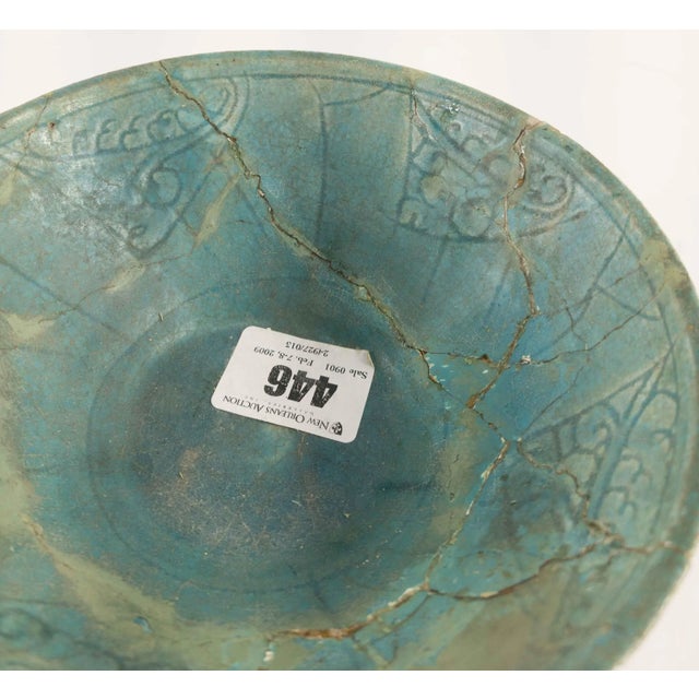 Turquoise Early Persian Turquoise Green Kashan Bowl For Sale - Image 8 of 13