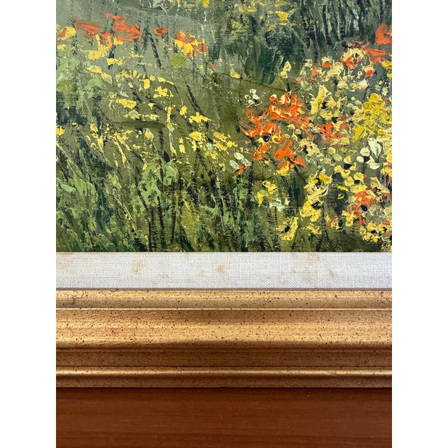 Wood Mid 20th Century Constance Sullivan Signed Impressionist Wildflower Landscape Oil Painting, Maryland For Sale - Image 7 of 8
