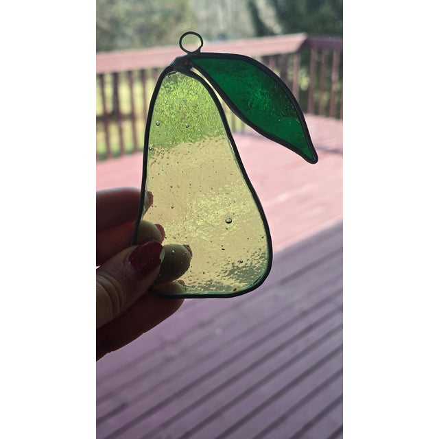 Glass Vintage Cottagecore Grandmillennial Handcrafted Collection of 8 Fruit Suncatchers For Sale - Image 7 of 9