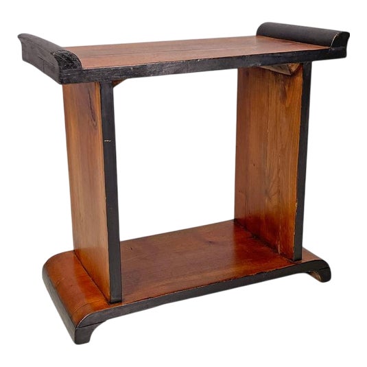 Italian Art Deco Wooden Coffee Table with Painted Black Rounded Profiles, 1940s For Sale