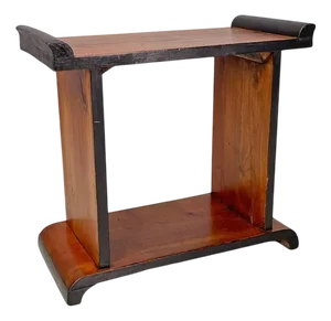 Italian Art Deco Wooden Coffee Table with Painted Black Rounded Profiles, 1940s