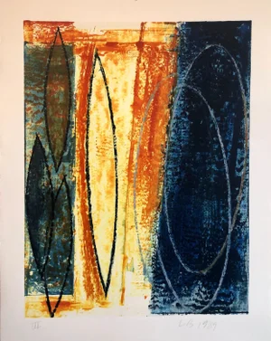 Larry Brown, Abstract Expressionist American Modernist Oil Monotype Monoprint Painting, 1989