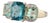 Mid 20th Century 4.92ctw Fluorite 3-Stone Ring 14k Yellow Gold Diamond Accents Size 9.25 For Sale