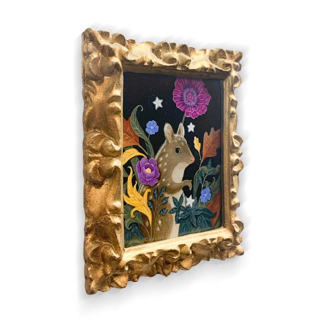 Children's An Enchanted Star for Katie by Gina Matarazzo | Oil on Arches watercolor paper of a small animal among flowers For Sale - Image 3 of 3
