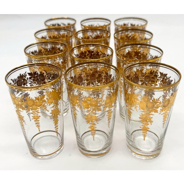 12 Belle Époque Gilt Floral Crystal Tumblers, Suitable for Champagne / Wine For Sale - Image 18 of 18