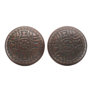 Pair of Antique Bronze Vernacular Sargent Passage Door Knobs For Sale