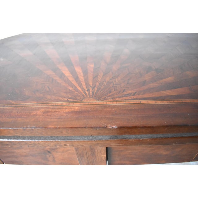 Antique French Louis XVI-Style Marquetry & Ormolu Flip-Top Demilune Card Table For Sale - Image 11 of 13