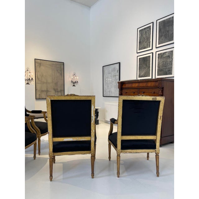 Late 19th Century Set of Four Louis XVI–Style Giltwood Armchairs, France, Late 19th Century For Sale - Image 5 of 12