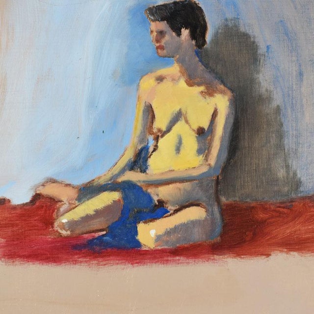 Nude Portrait Painting of a Woman in Red and Blue - 12" X 16" For Sale In Oklahoma City - Image 6 of 8