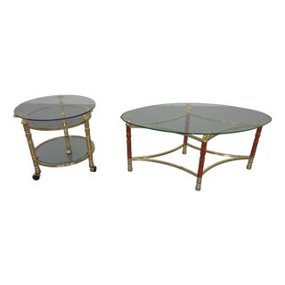 Hollywood Regency Glass Tables, Italy, 1970s, Set of 2 For Sale