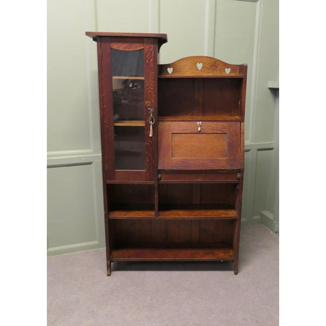 Arts and Crafts Golden Oak Bookcase, 1890 For Sale - Image 4 of 8