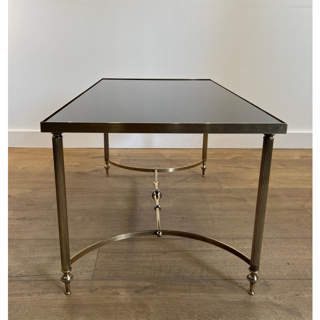 Metal 1940s Brass coffee table with black lacquered glass top Attributed to Maison Jansen For Sale - Image 7 of 12