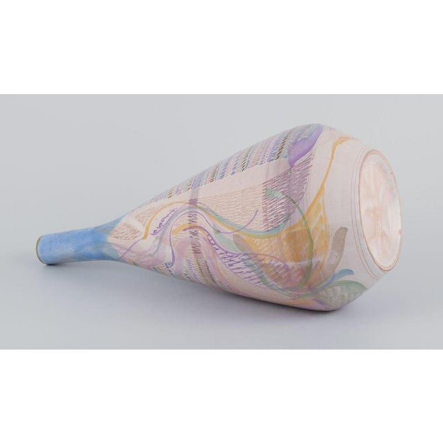 1980s Vintage Italian Ceramic Vase with Abstract Motif by Monica Grandi, 1980s For Sale - Image 5 of 10