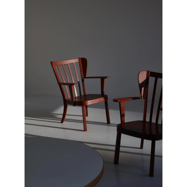 Danish Canada Armchairs in Stained Beech by Fritz Hansen, 1940s, Set of 2 For Sale - Image 16 of 18