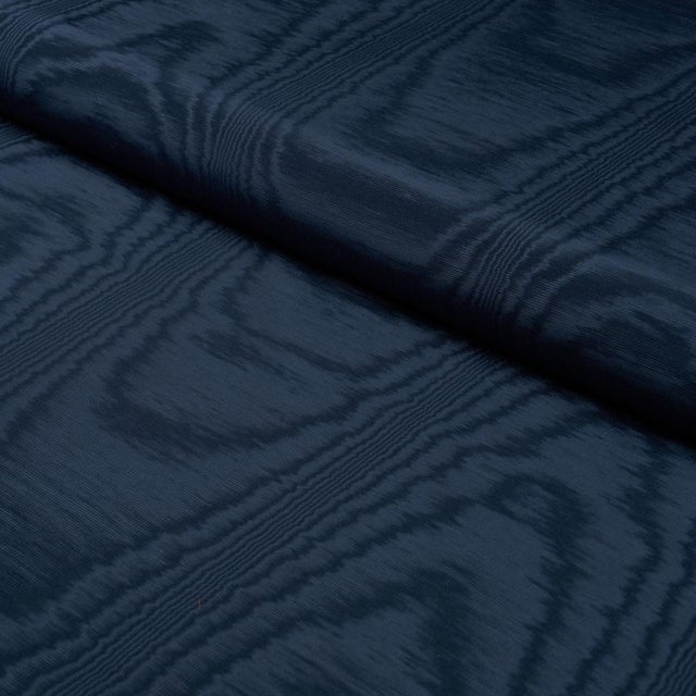 Schumacher Sample - Schumacher Washington Moiré Fabric In Navy For Sale - Image 4 of 5