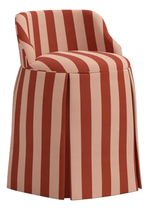 Spritely Home Uptown Skirted Vanity Chair in Canopy Stripe Tonal Blush