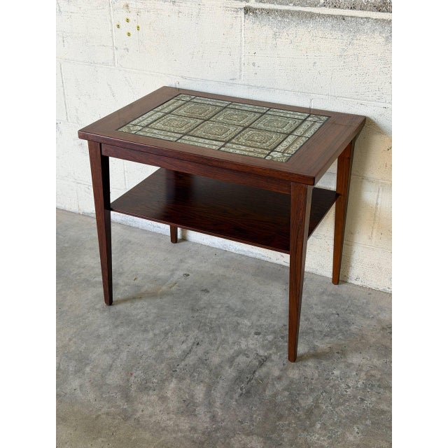1970s Rectangular Rosewood Ceramic Tile-Top Coffee Table With Lower Shelf Mid-Century Modern 1970s For Sale - Image 5 of 11