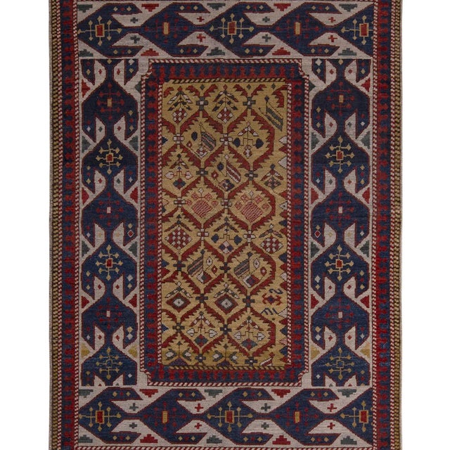 Rug & Kilim Rug & Kilim Seychour Style Rug, Red and Blue Geometric Pattern, 6x9 For Sale - Image 4 of 7