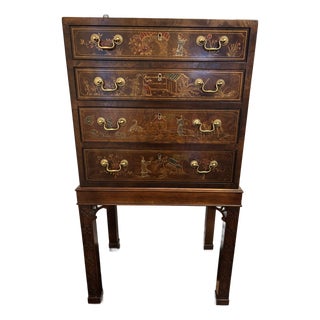 Mahogany Henredon Aston Court Collection Chinoiserie Silverware or Jewelry Chest For Sale