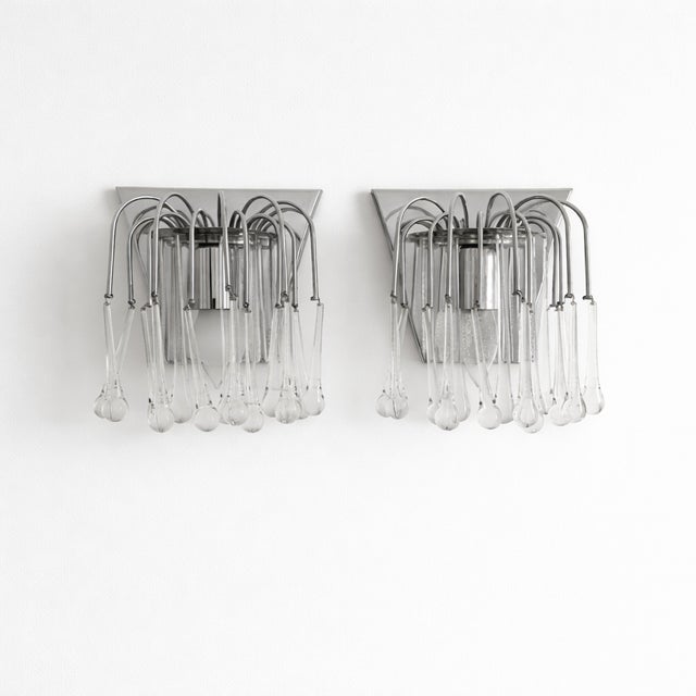 Mid-Century Modern Waterfall Lamp and Wall Sconces in Murano Glass in the style of Paolo Venini, Italy, 1970s, Set of 3 For Sale - Image 3 of 5