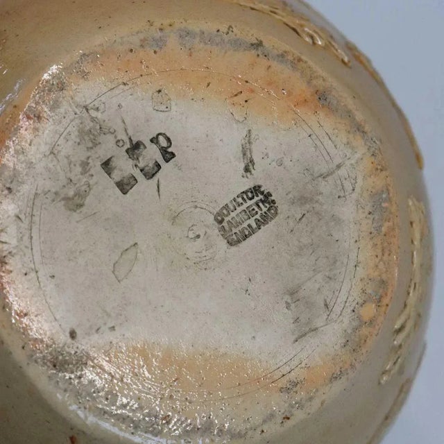 1900 - 1909 English Doulton Lambeth Stoneware Pottery Pitcher For Sale - Image 5 of 6