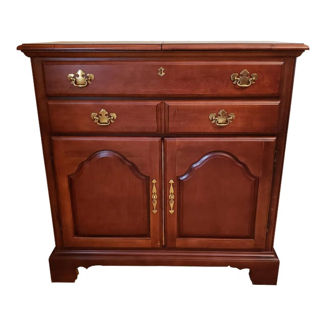 American Drew Dark Stained Fold-Out-Top Buffet For Sale